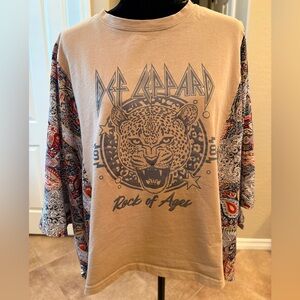 Def Leppard Graphic Tee with Paisley Sleeves